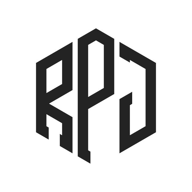 Diseño del logotipo de RPJ Letra inicial RPJ Monograma Logotipo con forma de hexágono