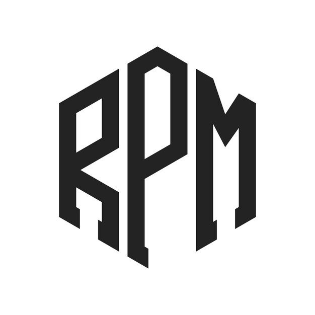 Diseño del logotipo RPM Letra inicial RPM Monograma Logotipo con forma de hexágono