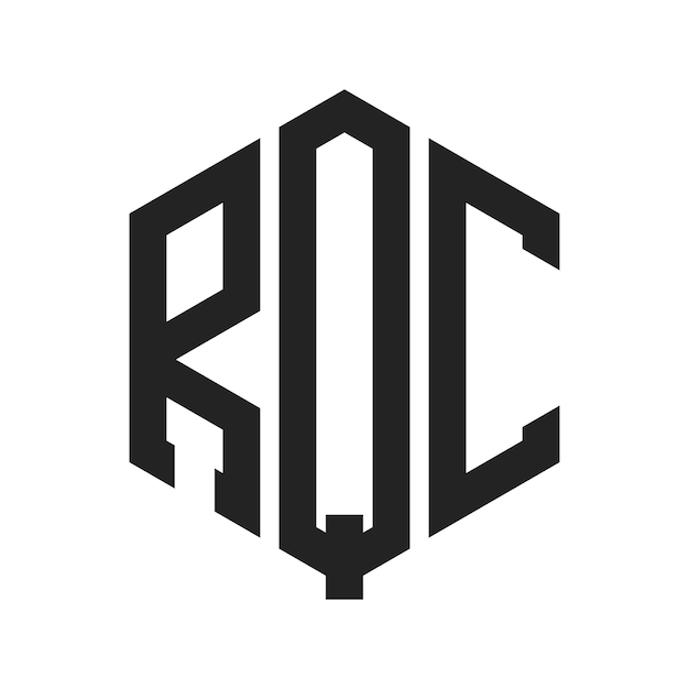 Diseño del logotipo de RQC Letra inicial RQC Monograma Logotipo con forma de hexágono
