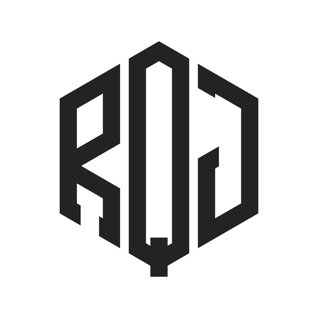 Diseño del logotipo de RQJ Letra inicial RQJ Monograma Logotipo con forma de hexágono