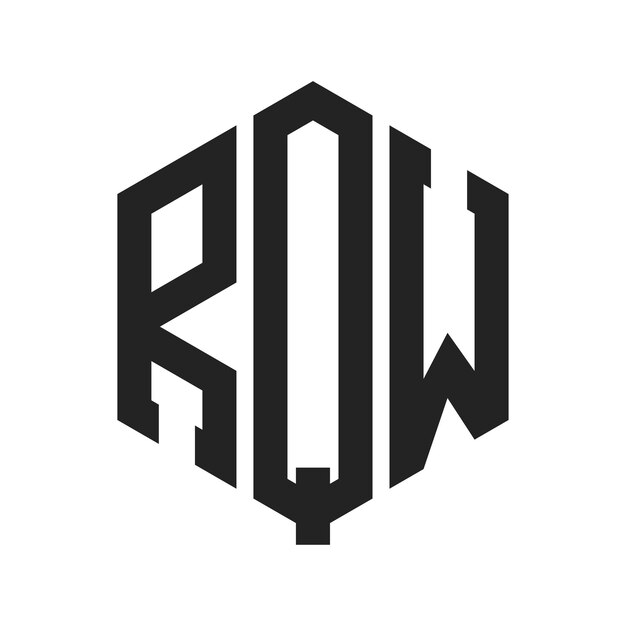 Diseño del logotipo RQW Letra inicial RQW Monograma Logotipo con forma de hexágono