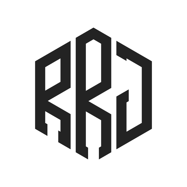 Diseño del logotipo de RRJ Letra inicial RRJ Monograma Logotipo con forma de hexágono