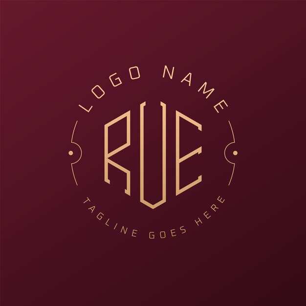 Diseño de logotipo de RUE de lujo Letra elegante RUE Monograma Logotipo minimalista Poligono RUE Modelo de diseño de logotipo
