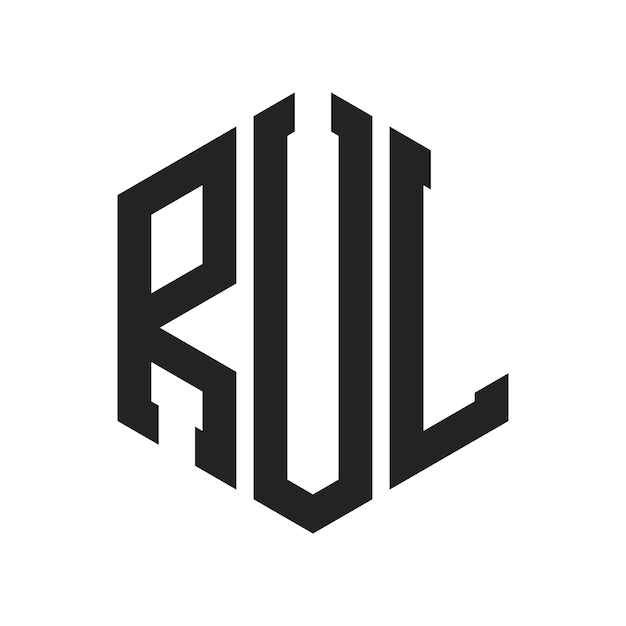 Diseño del logotipo RUL Letra inicial RUL Monograma Logotipo con forma de hexágono