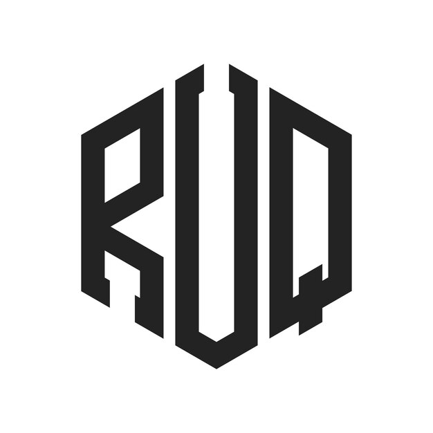 Diseño del logotipo de RUQ Letra inicial RUQ Monograma Logotipo con forma de hexágono
