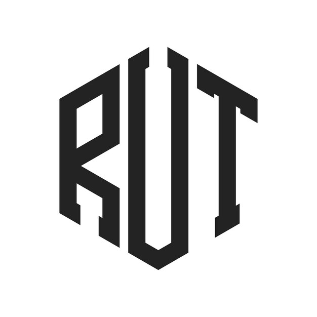 Diseño del logotipo de RUT Letra inicial RUT Monograma Logotipo con forma de hexágono
