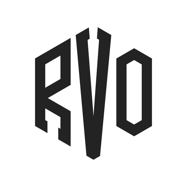 Diseño del logotipo RVO Letra inicial RVO Monograma Logotipo con forma de hexágono