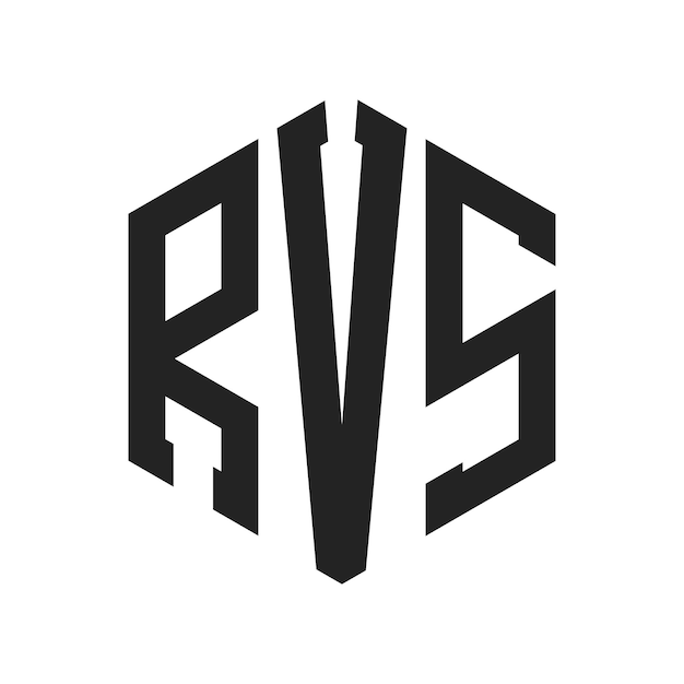 Diseño del logotipo de RVS Letra inicial RVS Monograma Logotipo con forma de hexágono