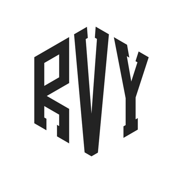 Diseño del logotipo de RVY Letra inicial Monograma de RVY Logotipo con forma de hexágono
