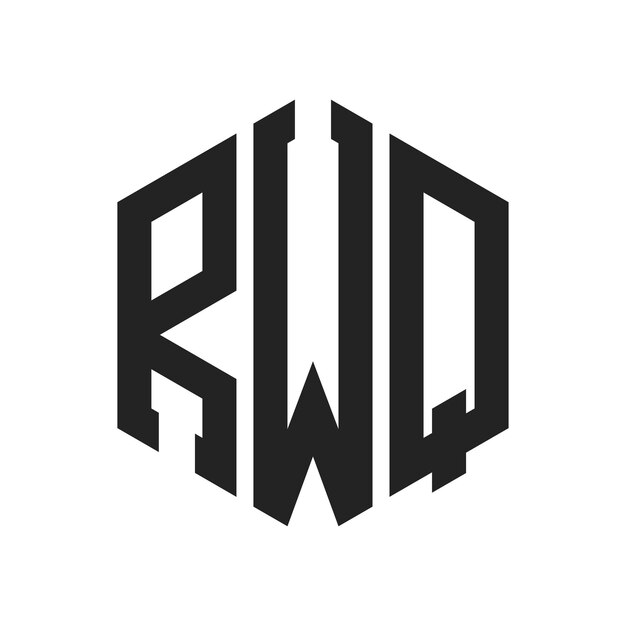 Diseño del logotipo de RWQ Letra inicial RWQ Monograma Logotipo con forma de hexágono