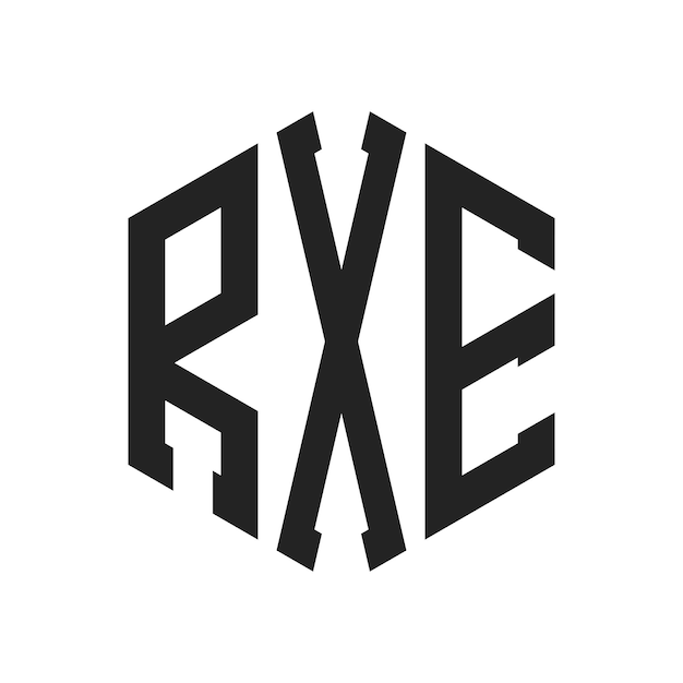 Diseño del logotipo RXE Letra inicial RXE Monograma Logotipo con forma de hexágono