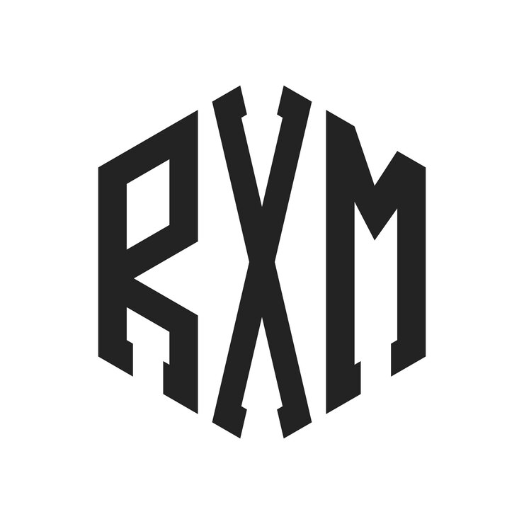 Vector diseño del logotipo de rxm letra inicial rxm monograma logotipo con forma de hexágono