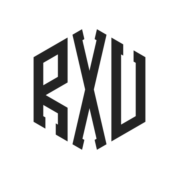 Diseño del logotipo de RXU Letra inicial RXU Monograma Logotipo con forma de hexágono