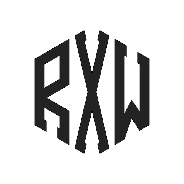 Diseño del logotipo RXW Letra inicial RXW Monograma Logotipo con forma de hexágono
