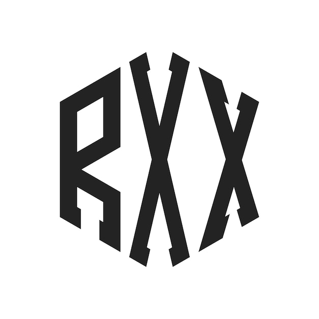 Diseño del logotipo RXX Letra inicial RXX Monograma Logotipo con forma de hexágono