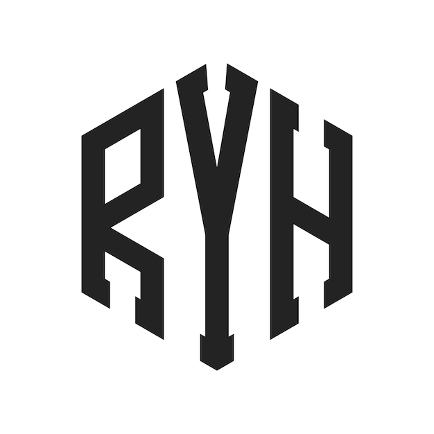 Diseño del logotipo de RYH Letra inicial RYH Monograma Logotipo con forma de hexágono
