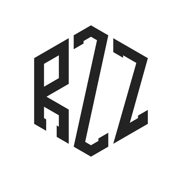 Diseño del logotipo de RZ Letra inicial RZ Monograma Logotipo con forma de hexágono