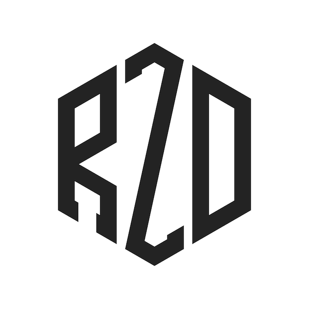 Diseño del logotipo de RZD Letra inicial RZD Monograma Logotipo con forma de hexágono