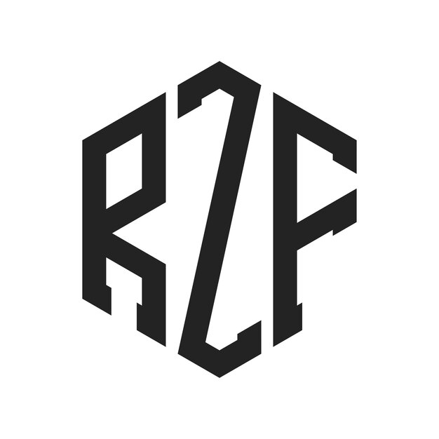 Diseño del logotipo de RZF Letra inicial RZF Monograma Logotipo con forma de hexágono