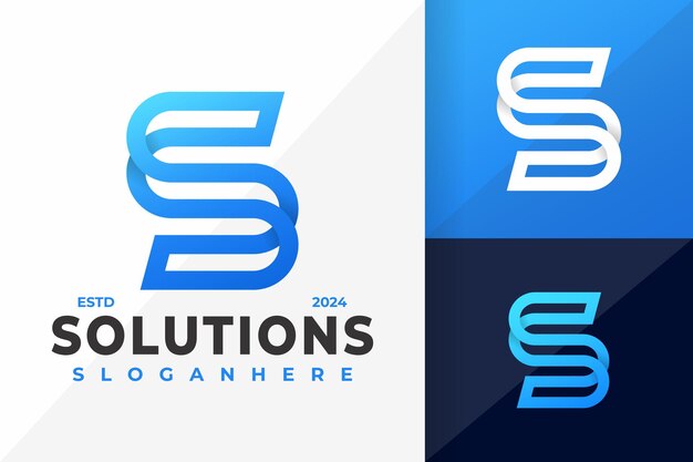 Diseño del logotipo de S Solutions Ilustración del icono del símbolo vectorial