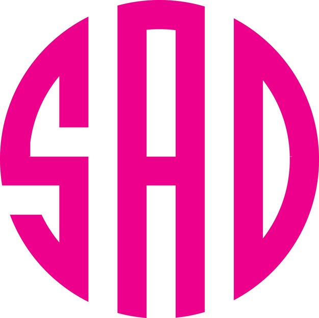 Diseño del logotipo de SAD de color rosa con fondo blanco