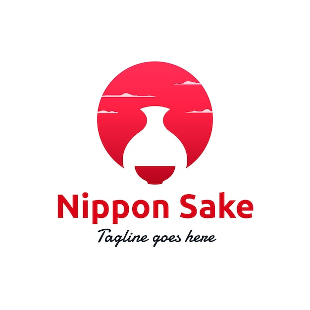 Diseño de logotipo de sake degradado