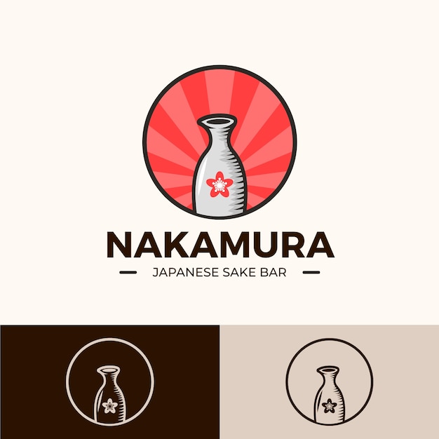 Vector diseño de logotipo de sake dibujado a mano