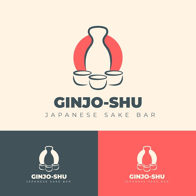 Diseño de logotipo de sake dibujado a mano