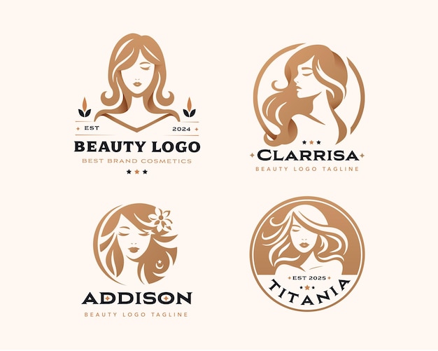 Vector diseño del logotipo del salón de belleza de mujeres vectorial para la empresa