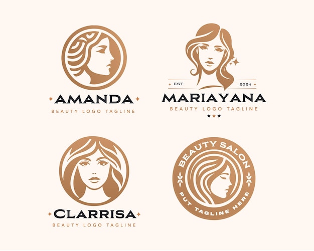 Vector diseño del logotipo del salón de belleza de mujeres vectorial para la empresa