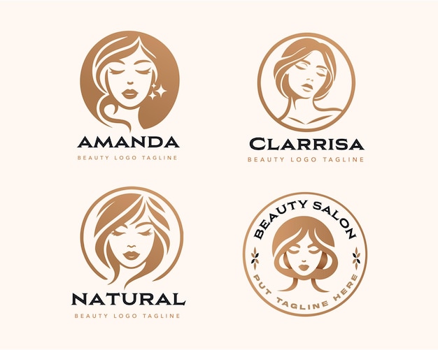 Diseño del logotipo del salón de belleza de mujeres vectorial para la empresa