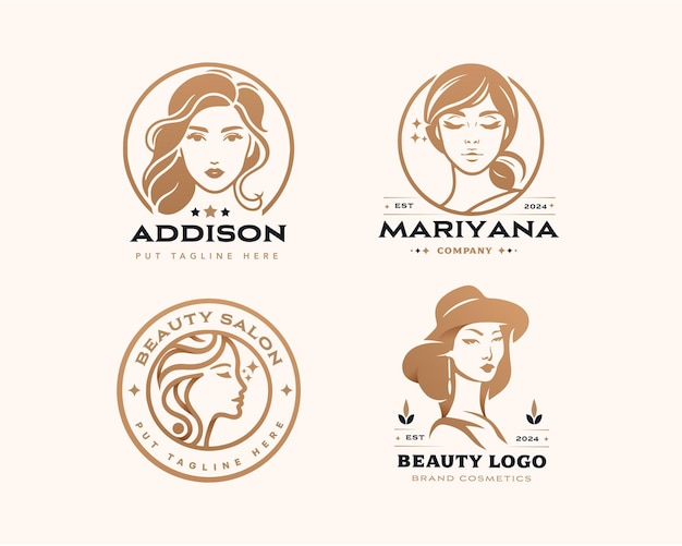 Vector diseño del logotipo del salón de belleza de mujeres vectorial para la empresa