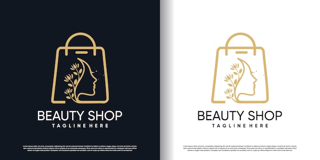 Diseño de logotipo de salón de belleza con vector premium de concepto creativo