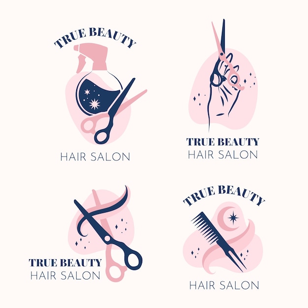 Diseño del logotipo del salón de peluquería dibujado a mano