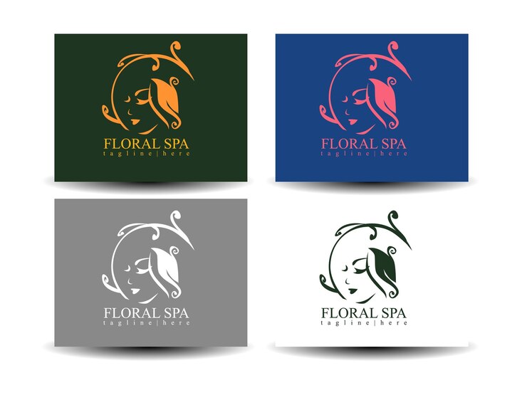 Diseño de logotipo de salón de spa de belleza para empresa y placa de equipo de logotipo con degradado dorado y maqueta
