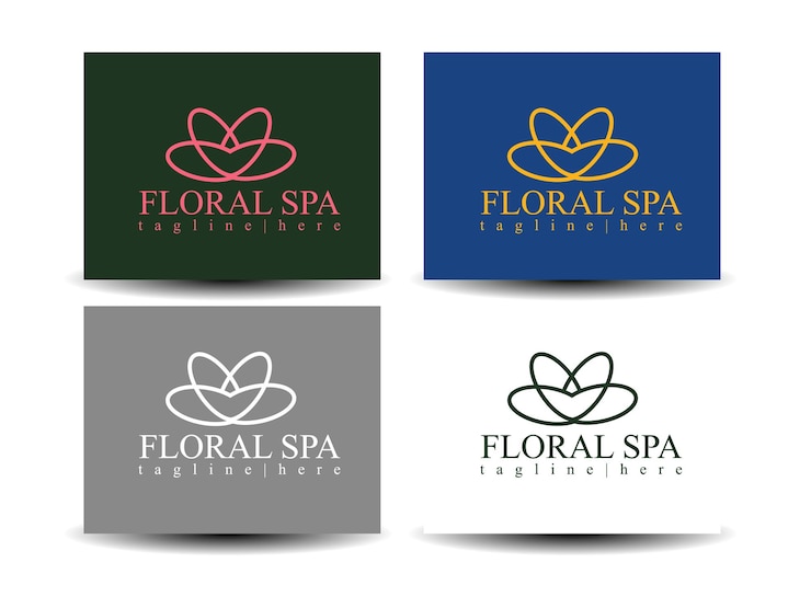 Diseño de logotipo de salón de spa de belleza para empresa y placa de equipo de logotipo con degradado dorado y maqueta