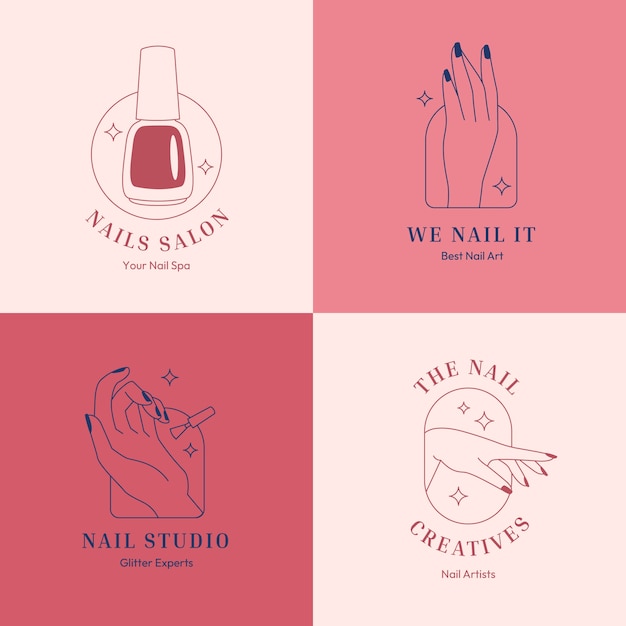 Diseño del logotipo del salón de uñas dibujado a mano