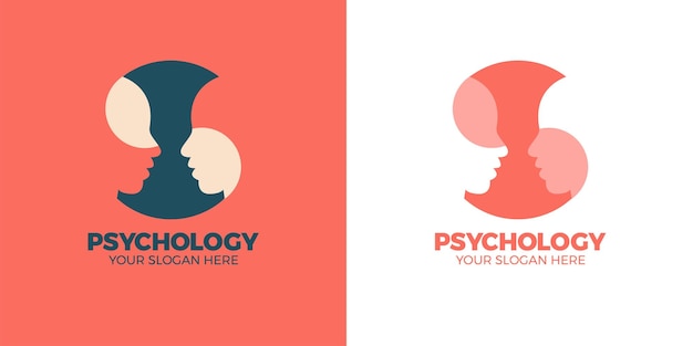 Vector diseño de logotipo de salud mental psicología concepto de logotipo cabeza humana con amor de corazón