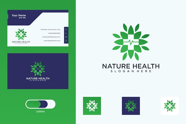 Diseño de logotipo de salud natural y tarjeta de visita