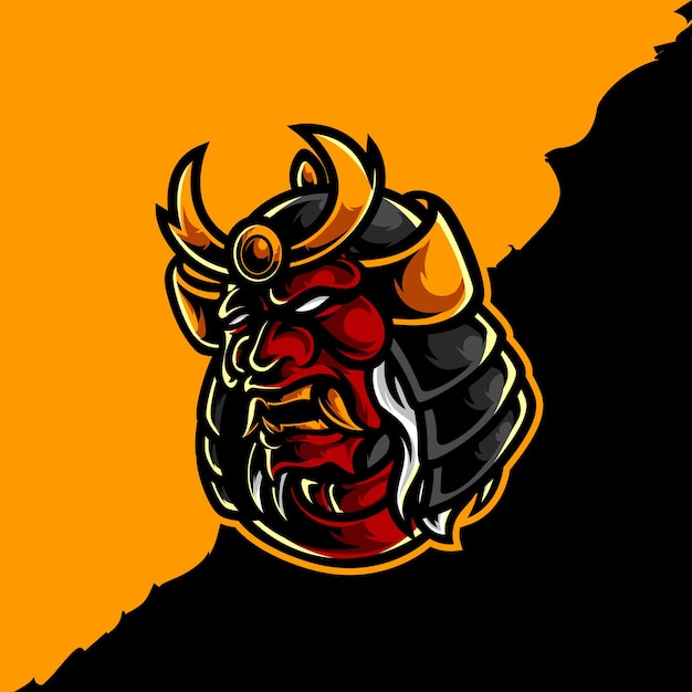 Vector diseño de logotipo de samurai oni mask