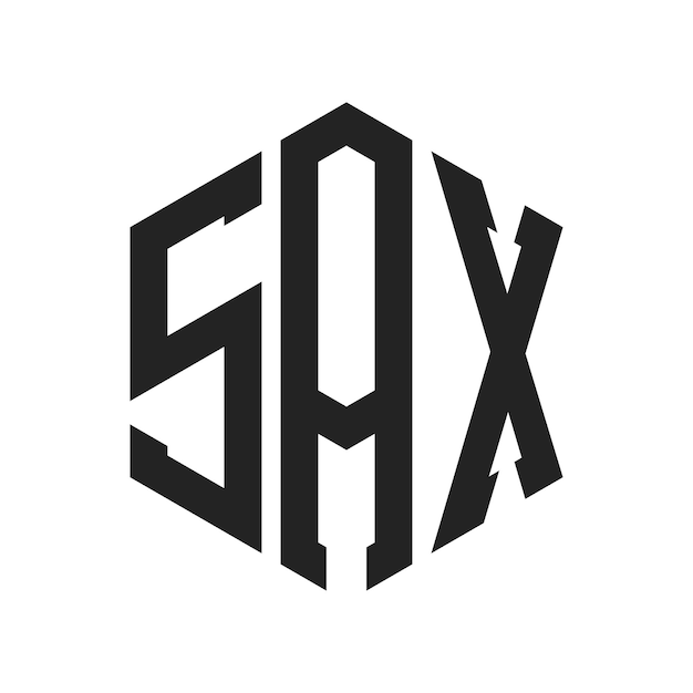 Diseño del logotipo de SAX Letra inicial Logotipo del monograma de SAX con forma de hexágono