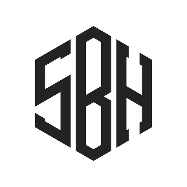 Diseño del logotipo SBH Letra inicial SBH Monograma Logotipo con forma de hexágono