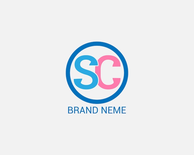 Diseño del logotipo de SC Letra vectorial libre