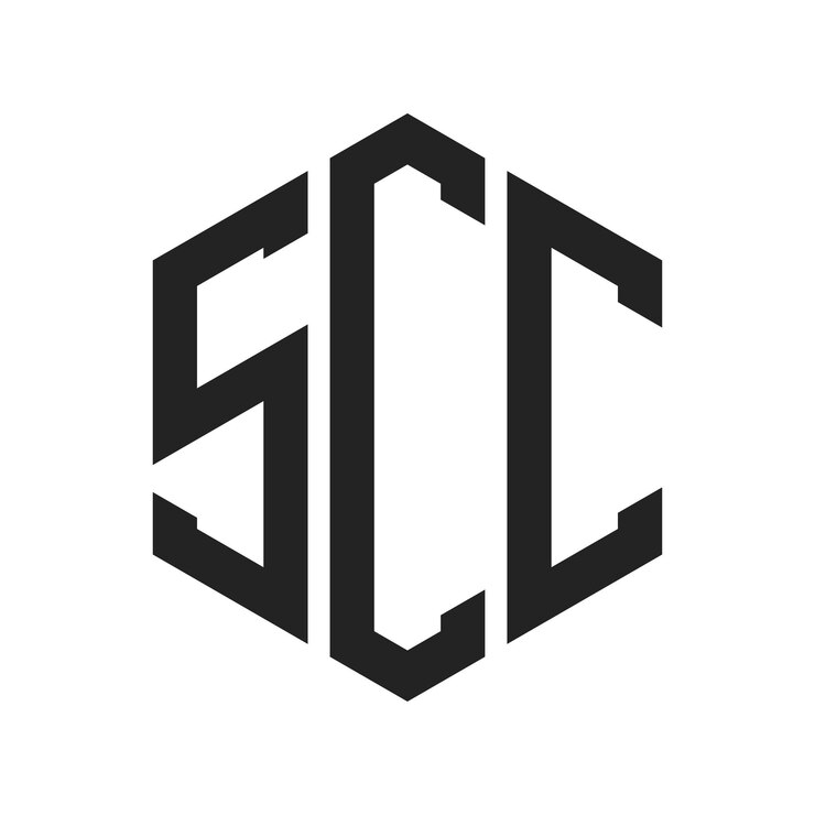 Vector diseño del logotipo scc letra inicial logotipo scc monograma con forma de hexágono