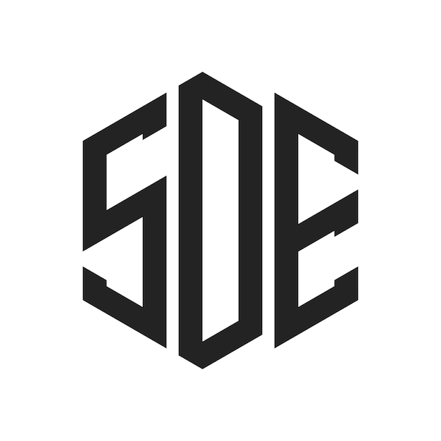 Diseño del logotipo SDE Letra inicial SDE Monograma Logotipo con forma de hexágono