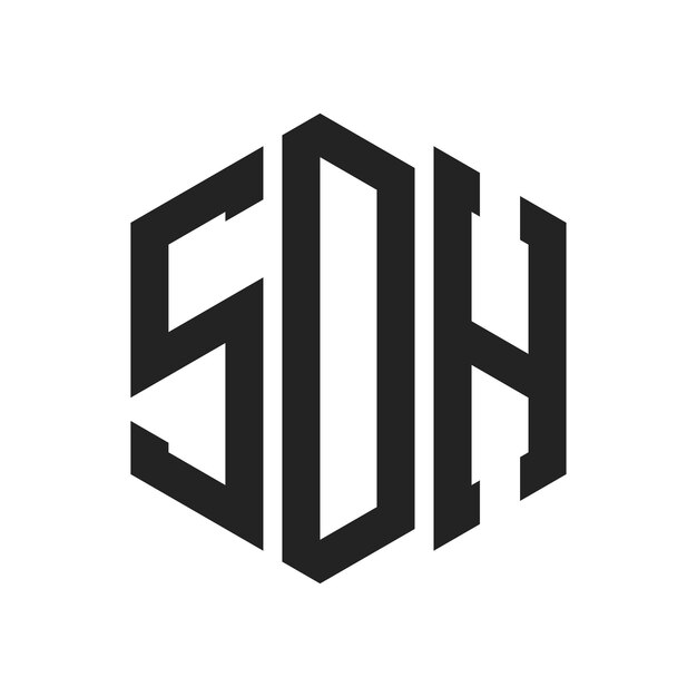 Diseño del logotipo SDH Letra inicial SDH Monograma Logotipo con forma de hexágono