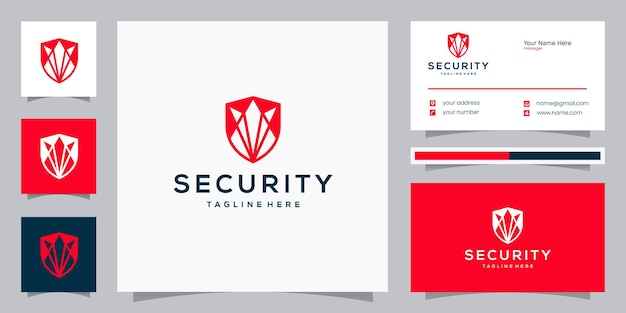 Diseño de logotipo de seguridad abstracto y tarjeta de visita