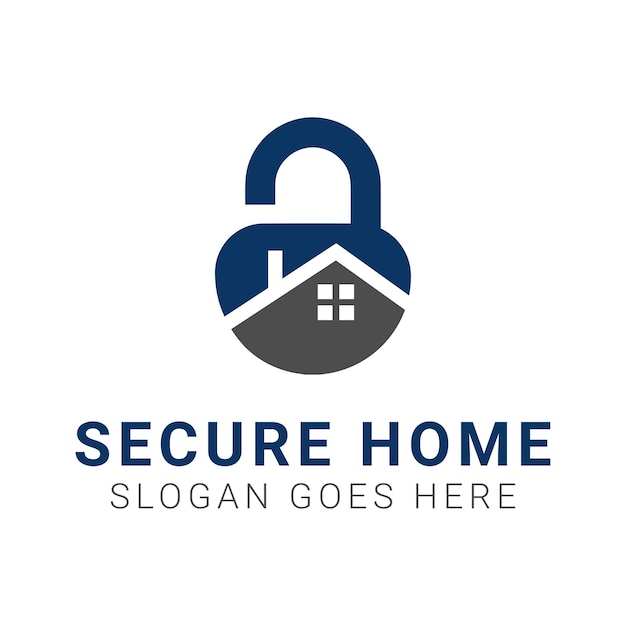 Diseño de logotipo de seguridad para el hogar Hogar con logotipo de candado