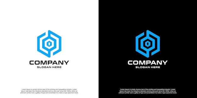 Vector diseño del logotipo de seguridad de modern shield hexagon