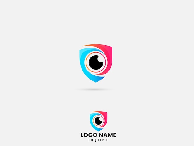 Diseño del logotipo de seguridad ocular con un escudo